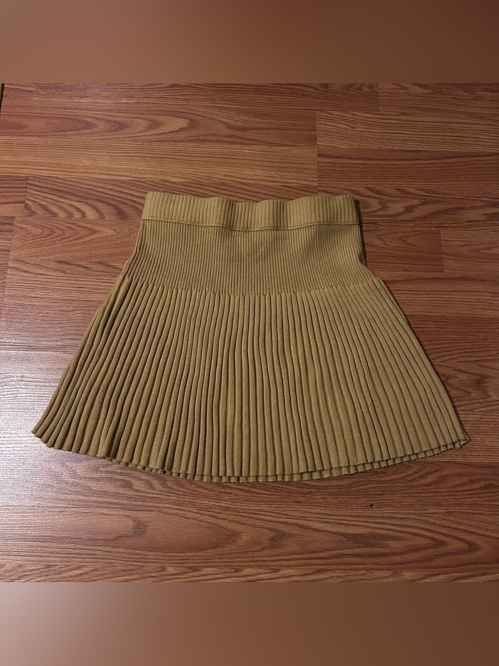 Aerie Knit Pleated Mini Skirt Mustard Yellow